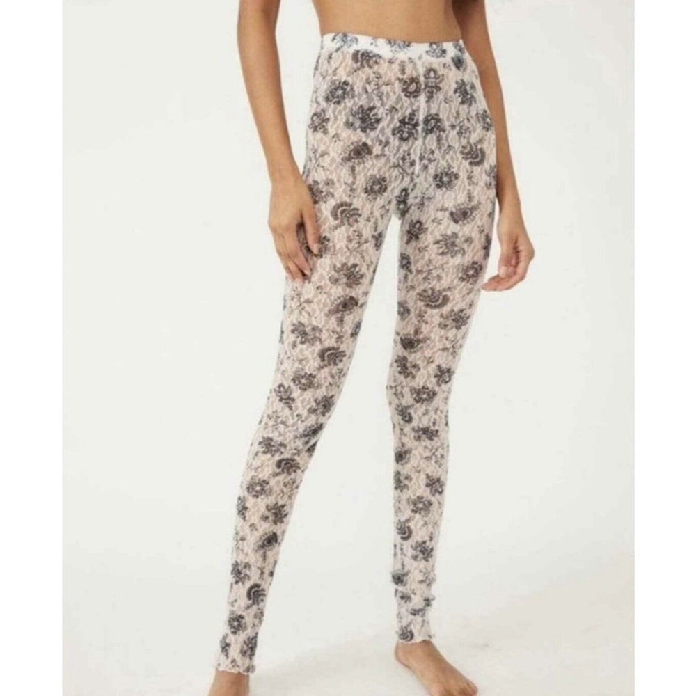 Free People Layered In Lace Leggings Ivory Combo M